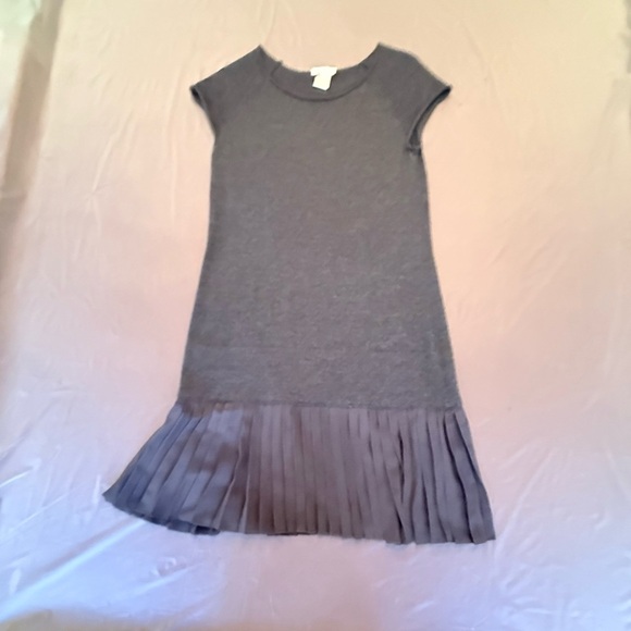 Shoshanna Grey Shortsleeved Wool/Silk Pleated Sweater Dress Size Small MSRP $295 - Picture 3 of 6